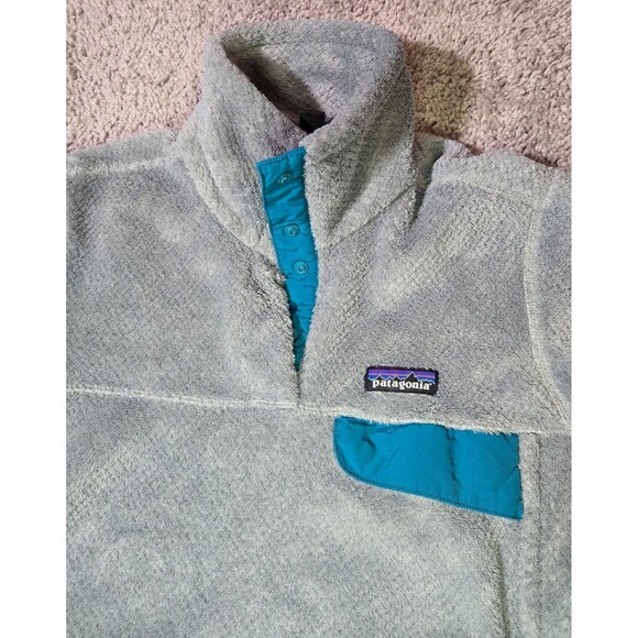 Patagonia Re-Tool Pullover Sweater Snap-T Fleece Gray Teal Size Medium - Picture 5 of 6
